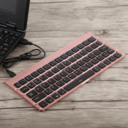 GK808 Ultra-thin Foldable Bluetooth V3.0 Keyboard, Built-in Holder, Support Android / iOS / Windows System(Rose Gold)