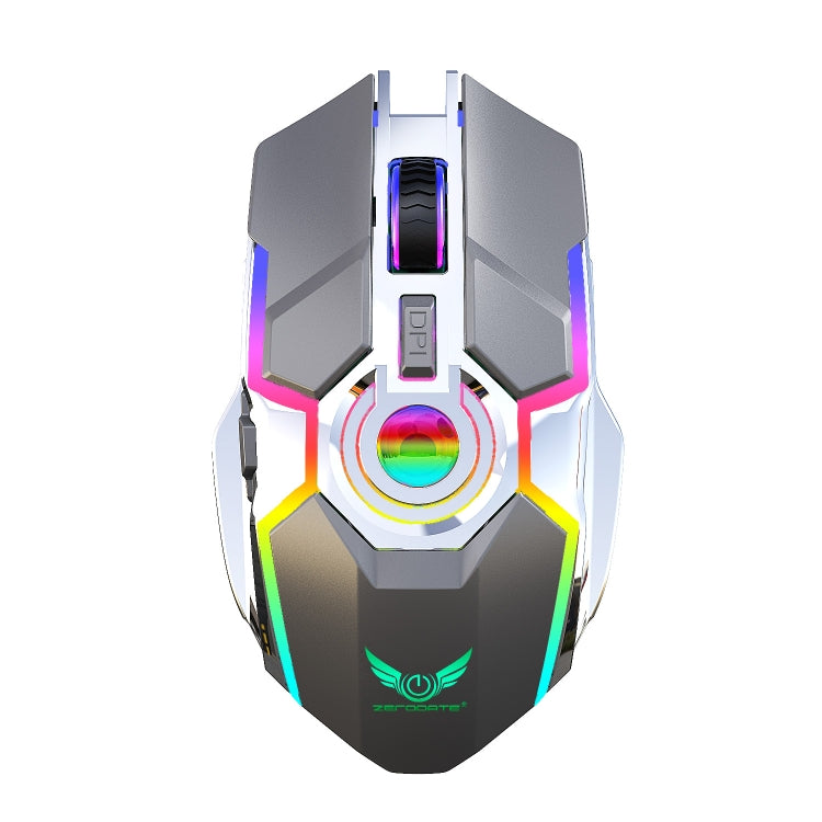 ZERODATE T30 2.4GHz 2400DPI Three-speed Adjustable RGB Backlight Wireless Optical Mouse(Grey)