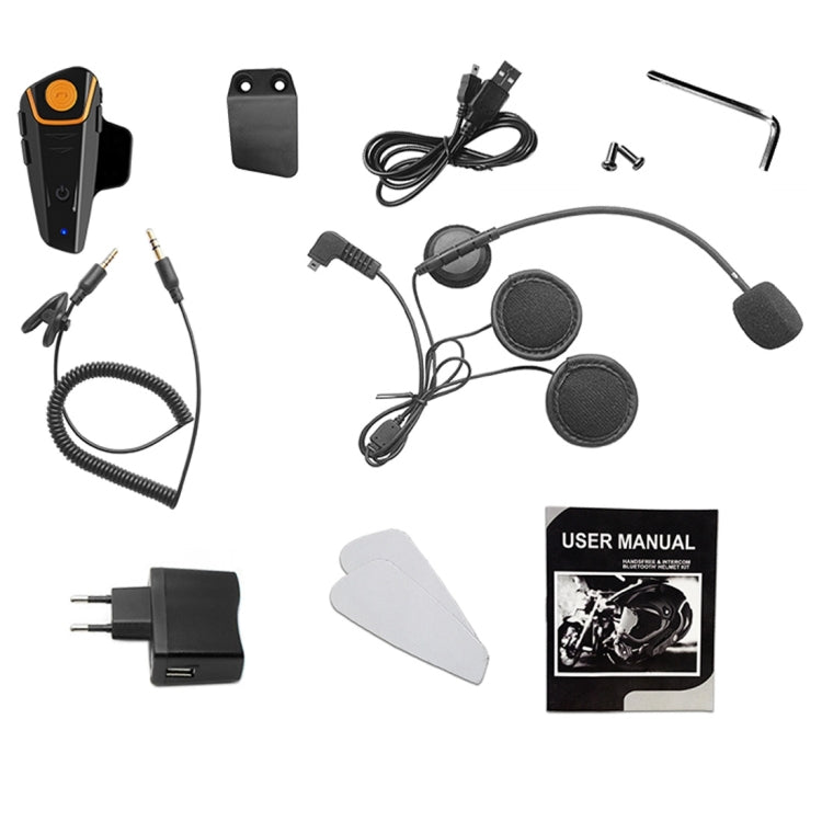 BT-S2 Single 2.4GHz Bluetooth V3.0 Interphone Headsets for Motorcycle Helmet, Auto Answering, Support FM, Intercom Distance up to 1000m