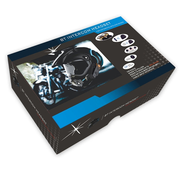 BT-S2 Single 2.4GHz Bluetooth V3.0 Interphone Headsets for Motorcycle Helmet, Auto Answering, Support FM, Intercom Distance up to 1000m