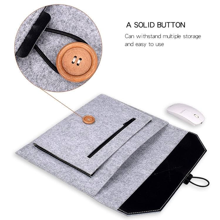 ND06 Multi-purpose Felt Button Laptop Inner Bag for 13.3 inch Laptop(Grey)