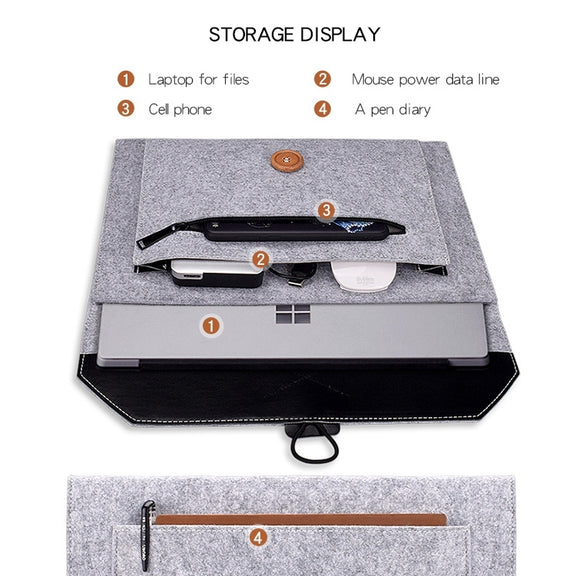 ND06 Multi-purpose Felt Button Laptop Inner Bag for 15.4 inch Laptop(Black)