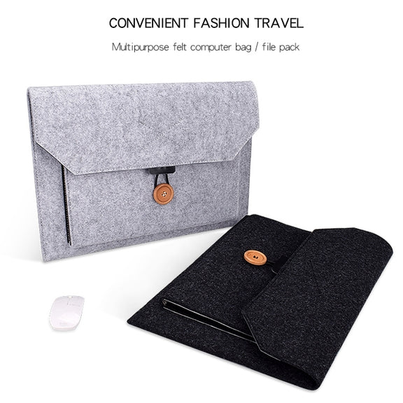 ND06 Multi-purpose Felt Button Laptop Inner Bag for 15.4 inch Laptop(Grey)