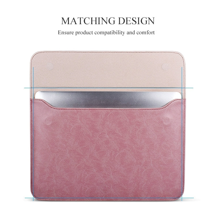 PU01S PU Leather Horizontal Invisible Magnetic Buckle Laptop Inner Bag for 14.1 inch laptops (Grey)