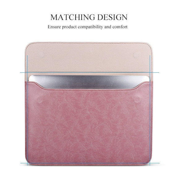 PU01S PU Leather Horizontal Invisible Magnetic Buckle Laptop Inner Bag for 14.1 inch laptops (Grey)