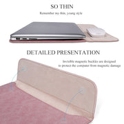 PU01S PU Leather Horizontal Invisible Magnetic Buckle Laptop Inner Bag for 14.1 inch laptops (Grey)