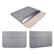 PU01S PU Leather Horizontal Invisible Magnetic Buckle Laptop Inner Bag for 15.4 inch laptops (Grey)