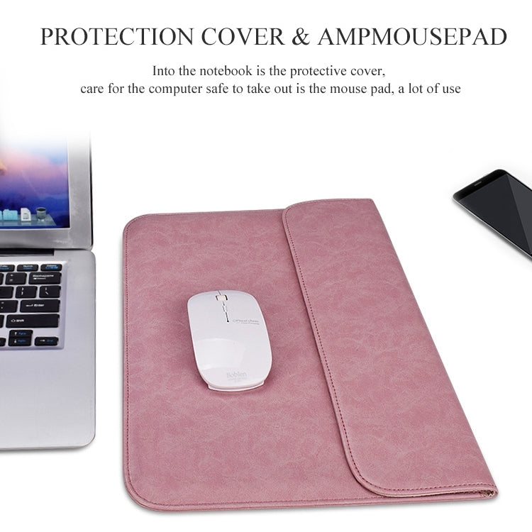 PU01S PU Leather Horizontal Invisible Magnetic Buckle Laptop Inner Bag for 15.4 inch laptops (Grey)