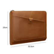 Universal Genuine Leather Business Zipper Laptop Tablet Bag For 13 inch and Below(Brown)