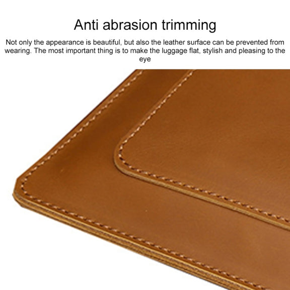 Universal Genuine Leather Business Zipper Laptop Tablet Bag For 13 inch and Below(Brown)