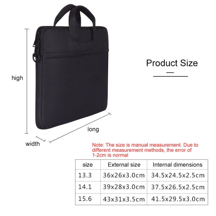 ST01S Water-resistant Oxford Cloth Hidden Portable Strap One-shoulder Handbag for 14.1 inch Laptops(Black)