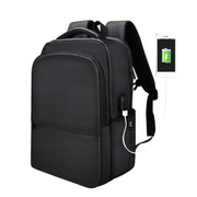 Polyester Water-resistant Laptop Backpack for Below 15 inch Laptops, with USB Interface Trunk Trolley Strap(Black)