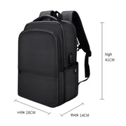 Polyester Water-resistant Laptop Backpack for Below 15 inch Laptops, with USB Interface Trunk Trolley Strap(Black)