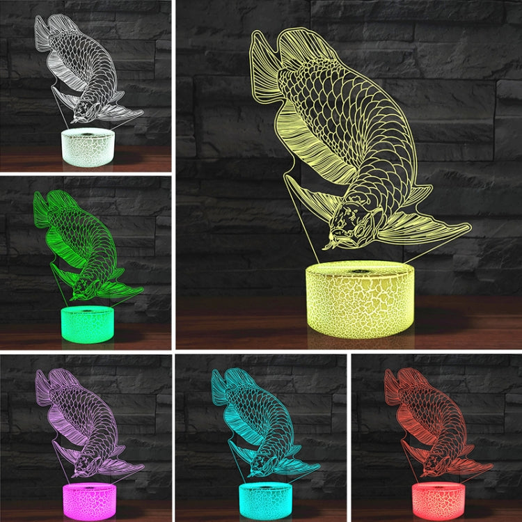 Fish Shape 3D Colorful LED Vision Light Table Lamp, 16 Colors Remote Control Version