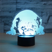 Prostrated Dog Shape 3D Colorful LED Vision Light Table Lamp, Charging Touch Version