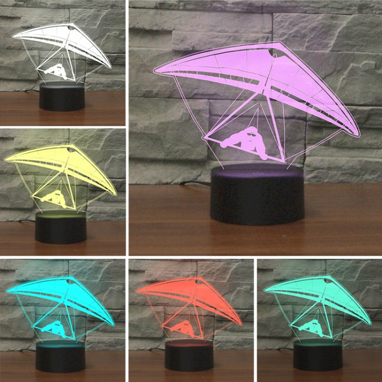 Hang Glider Shape 3D Colorful LED Vision Light Table Lamp, Charging Touch Version