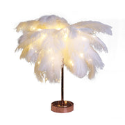 Creative Bedroom Feather Table Lamp Night Light Decorative Light (White)