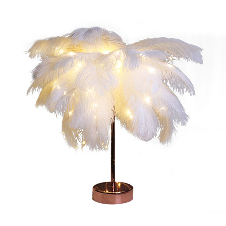 Creative Bedroom Feather Table Lamp Night Light Decorative Light (White)