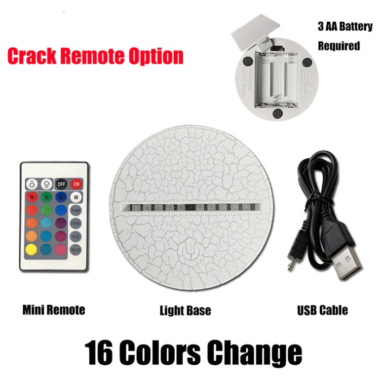 Fire Mask Shape 3D Colorful LED Vision Light Table Lamp, Crack Remote Control Version
