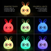 Happy Rabbit Creative Touch 3D LED Decorative Night Light, USB Charging Version (Pink)