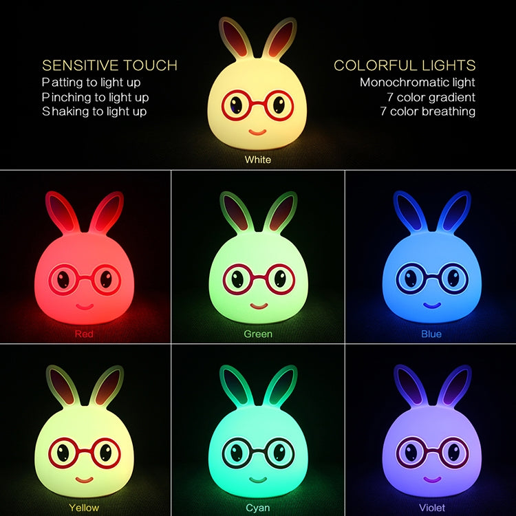Happy Rabbit Creative Touch 3D LED Decorative Night Light, USB Charging Version (Pink)
