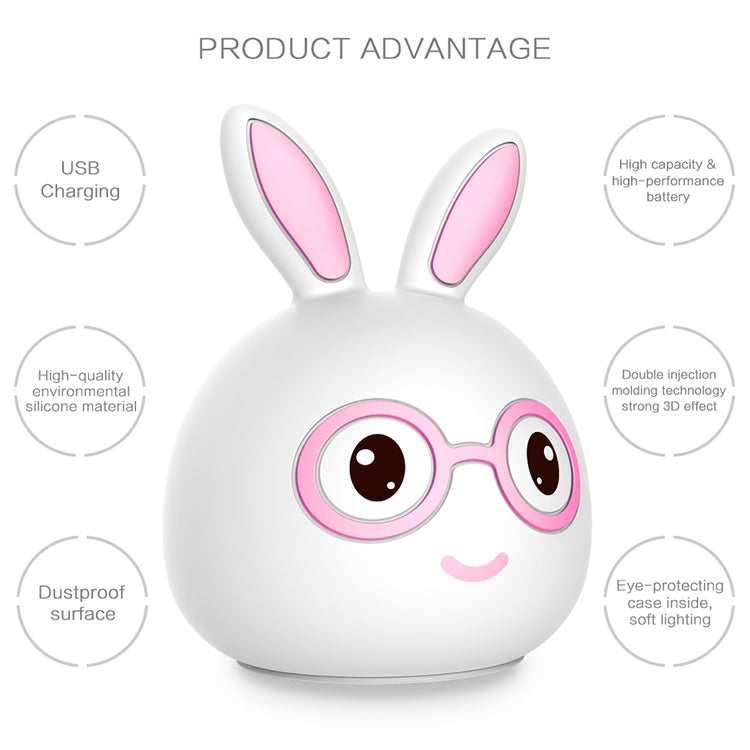 Happy Rabbit Creative Touch 3D LED Decorative Night Light, USB Charging Version (Pink)