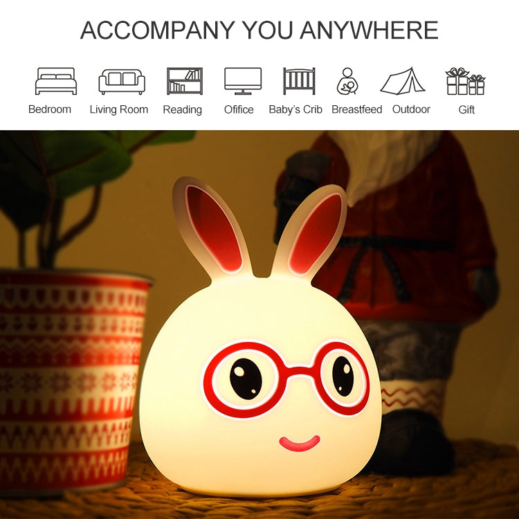 Happy Rabbit Creative Touch 3D LED Decorative Night Light, USB Charging Version (Pink)