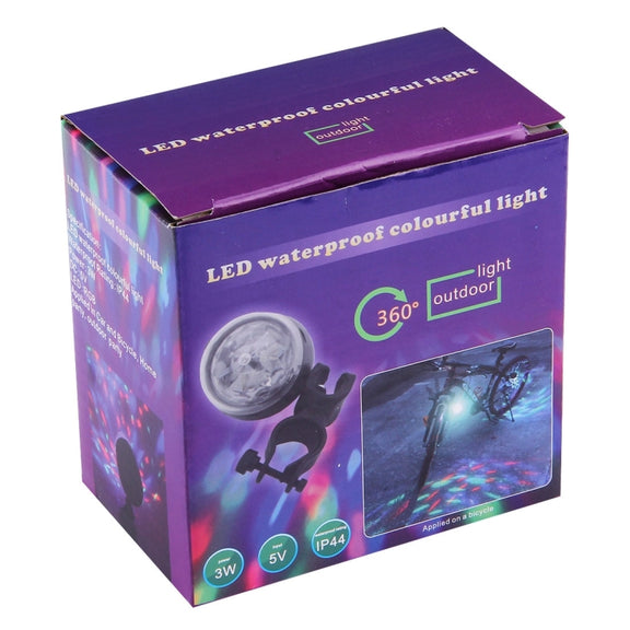 3W Mini 3ATM  water resistant  Rotating Magic Ball LED Stage Light, with Bicycle Mount