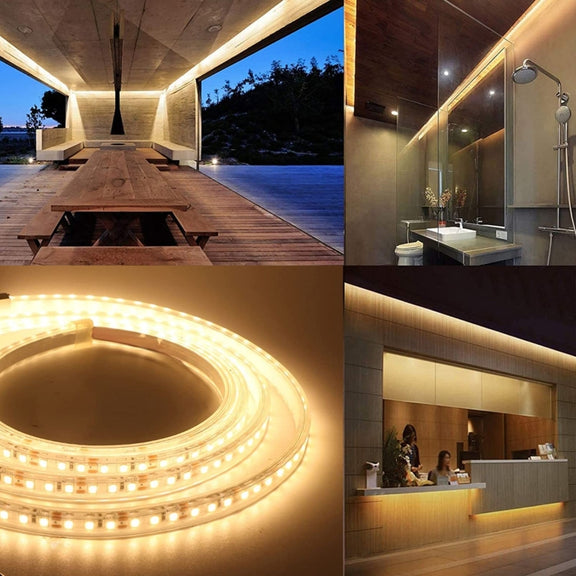 Bare Board 2835 SMD Dimmable White Light / Warm Light LED Rope Light, 60 LED/m, Length: 5m, 12V 2A 100-240V(UK Plug)