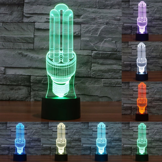 Energy-saving Lamp Style 3D Touch Switch Control LED Light , 7 Color Discoloration Creative Visual Stereo Lamp Desk Lamp Night Light
