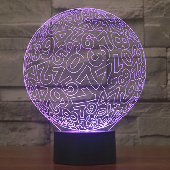 Numbers Style 3D Touch Switch Control LED Light , 7 Color Discoloration Creative Visual Stereo Lamp Desk Lamp Night Light