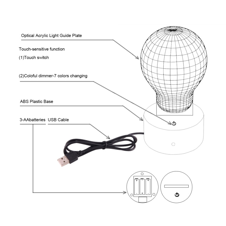Leopard Shape 3D Touch Switch Control LED Light , 7 Colour Discoloration Creative Visual Stereo Lamp Desk Lamp Night Light