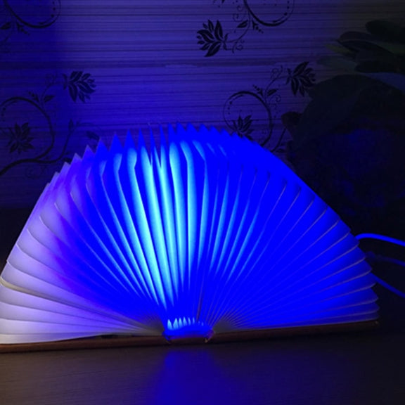 Foldable Pages RGB + Warm White Light Book Shape LED Light, Creative Portable USB Charging Small Size Night Light(Blue)