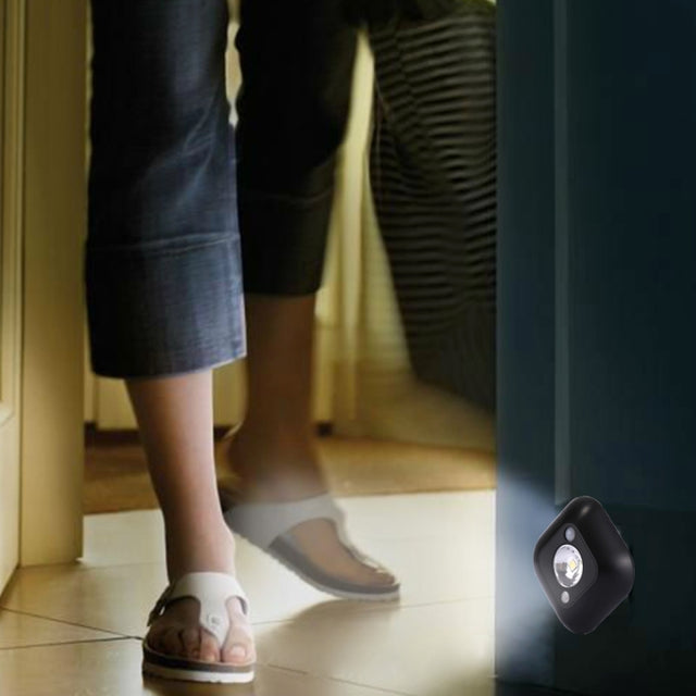 White Light Mini Human Body Motion Induction Ceiling Night Light , Porch Wall Lamps for Cabinets / Bedroom / Bathroom / Living Room, Sensor Distance: 2-3m(Black)