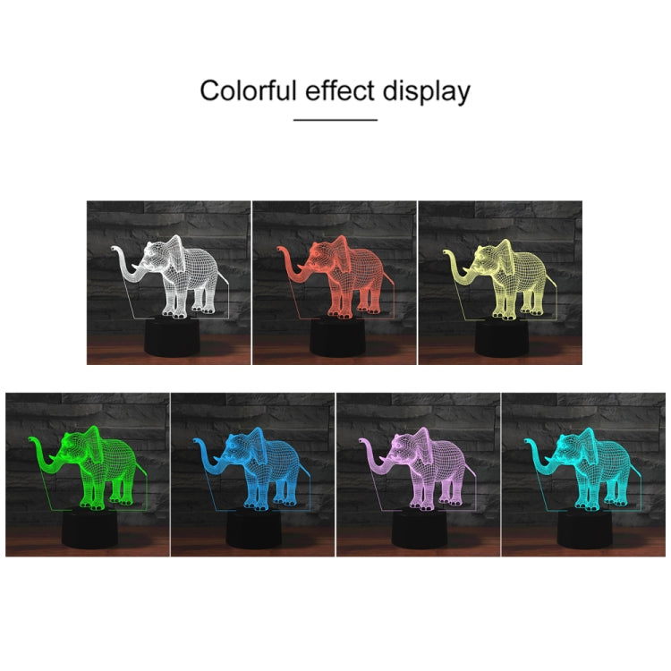Elephant Shape 3D Colorful LED Vision Light Table Lamp, USB & Battery Version