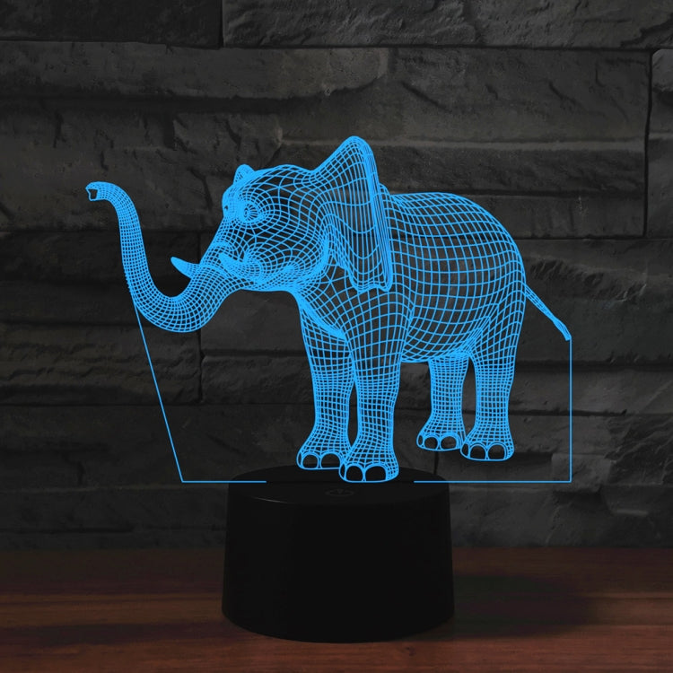 Elephant Shape 3D Colorful LED Vision Light Table Lamp, Charging Touch Version