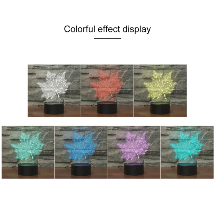 Maple Leaf Shape 3D Colorful LED Vision Light Table Lamp, USB & Battery Version