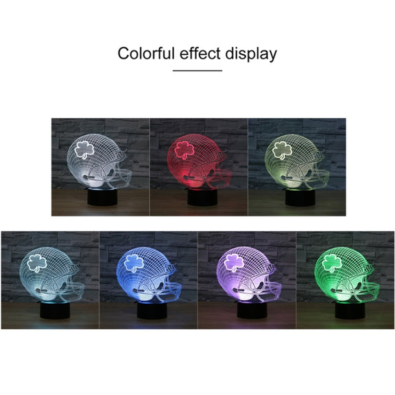 Rugby Hat Flower Shape 3D Colorful LED Vision Light Table Lamp, Charging Touch Version