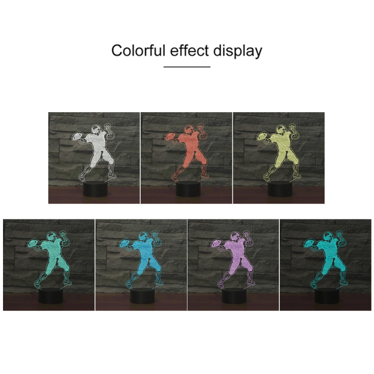 Rugby Quarterback Shape 3D Colorful LED Vision Light Table Lamp, USB & Battery Version