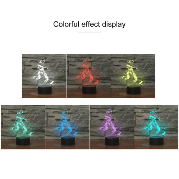 Skate Boy Shape 3D Colorful LED Vision Light Table Lamp, 16 Colors Remote Control Version