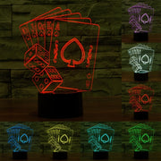 Poker Style 3D Touch Switch Control LED Light , 7 Color Discoloration Creative Visual Stereo Lamp Desk Lamp Night Light