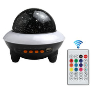 LED Flying Saucer Starry Sky Light Bluetooth Music Star Projection Night Light with Remote Control (Black)