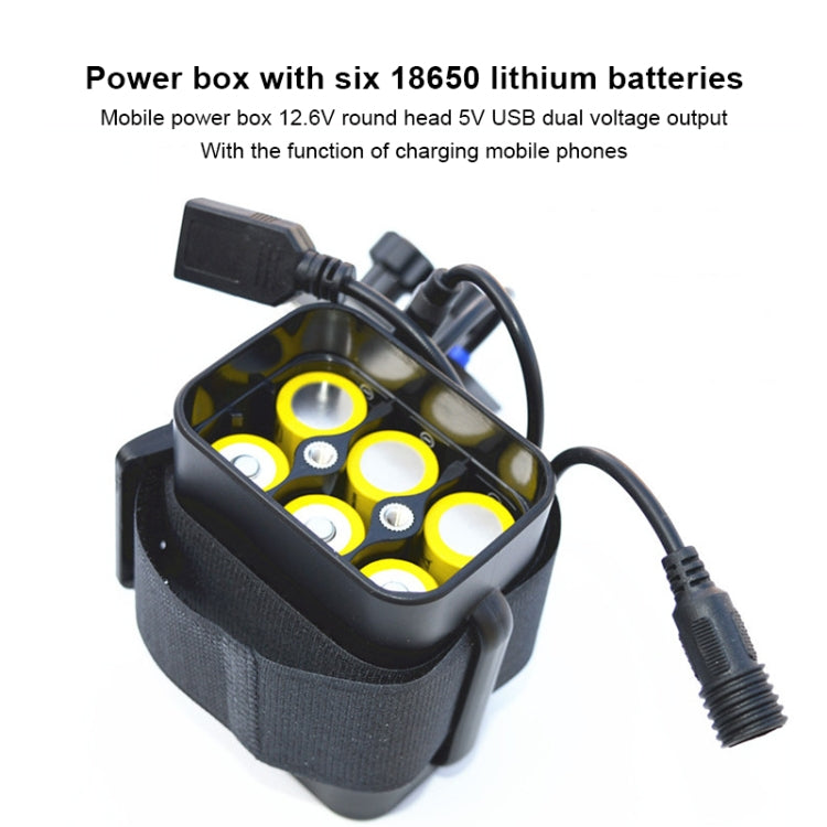 6 Sections 18650 Battery Multi-function Mobile Power Box with 12.4v Round Head & 5v USB Dual Voltage Output Without Battery(Black)