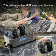 6 Sections 18650 Battery Multi-function Mobile Power Box with 12.4v Round Head & 5v USB Dual Voltage Output Without Battery(Black)