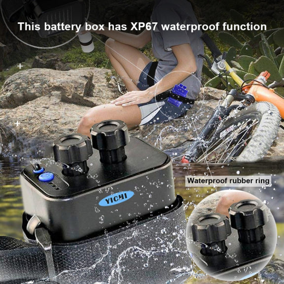 6 Sections 18650 Battery Multi-function Mobile Power Box with 12.4v Round Head & 5v USB Dual Voltage Output Without Battery(Black)