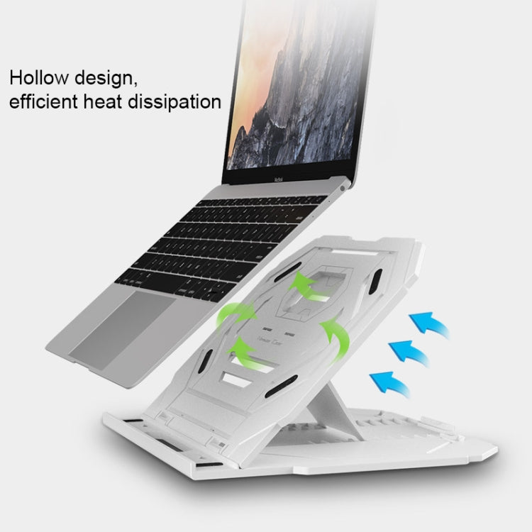 T3 Multi-function Hollow Design Cooling Bracket with 10-Level Adjustable Angle for Notebook,  MacBook, iPad, Mobile Phones(White)