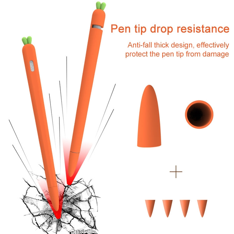 LOVE MEI For Apple Pencil 2 Carrot Shape Stylus Pen Silicone Protective Case Cover(White)