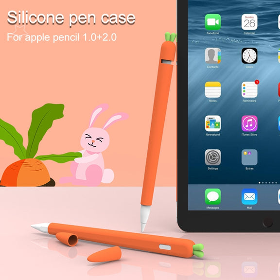 LOVE MEI For Apple Pencil 2 Carrot Shape Stylus Pen Silicone Protective Case Cover(White)
