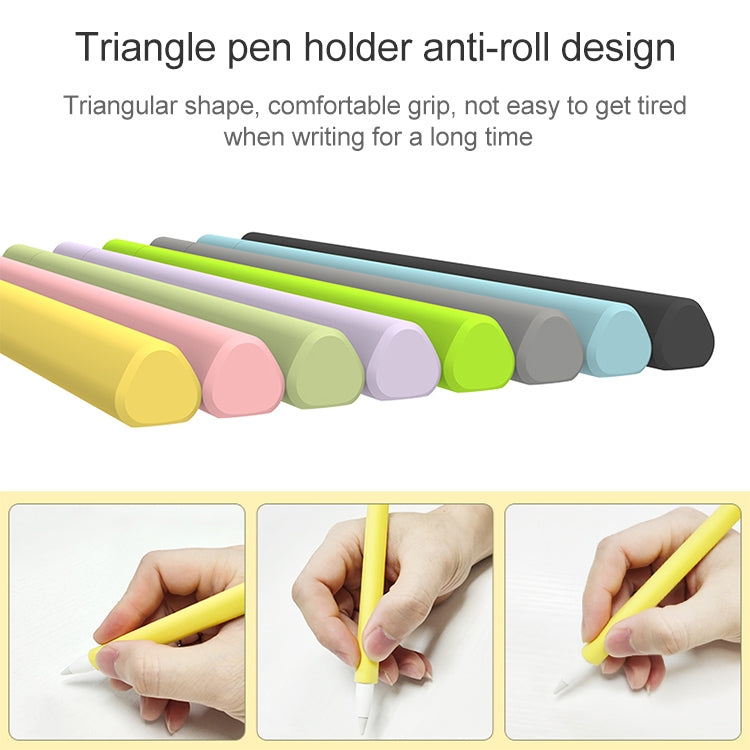 LOVE MEI For Apple Pencil 2 Triangle Shape Stylus Pen Silicone Protective Case Cover(Black)