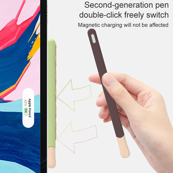 LOVE MEI For Apple Pencil 1 Stripe Design Stylus Pen Silicone Protective Case Cover(Black)